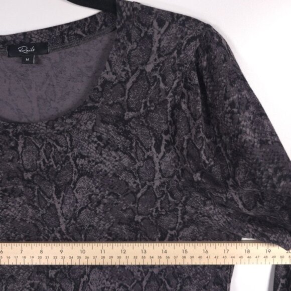 Rails EMILIA CHARCOAL SNAKESKIN Puff Sleeve Top Pullover Long Sleeve Gray MEDIUM - Picture 7 of 13